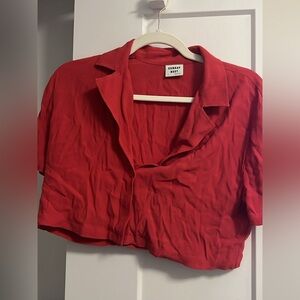 Red Sunday Best cropped blouse Size S